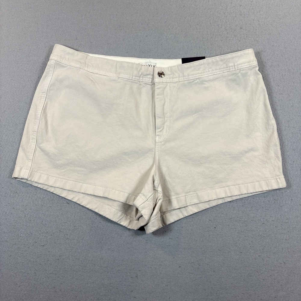 AVA & LIV Women MIdi Short High Rise Relaxed Fit Shorts‎ 20R Beige Denim NWT